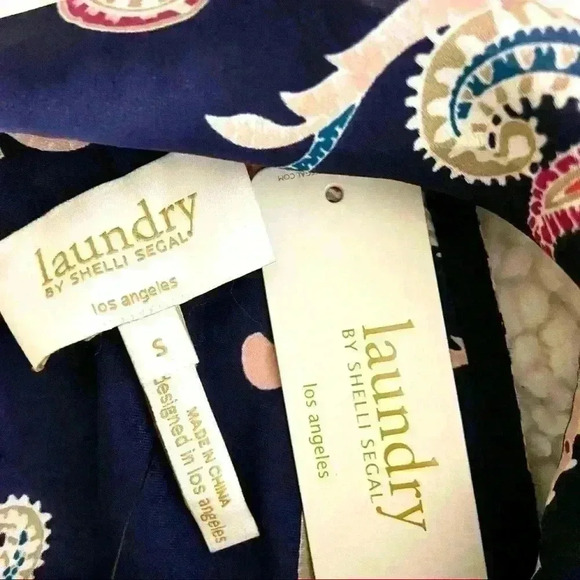 Laundry Shelly Segal Navy Paisley Loose Neck Sleeveless Top Blouse Size S - Picture 11 of 12